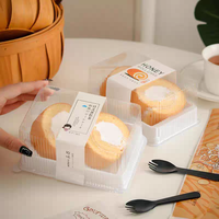 Boîte d'emballage en plastique transparente en PET de 1 mm d'épaisseur à double grain pour gâteau roulé, à usage unique
