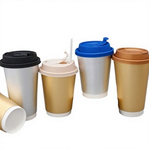 Vasos de Café Desechables Personalizados de Papel Kraft de Doble Pared, Color Plateado Cepillado, Resistentes al Calor, con Logotipo Imprimible, Welcup - Product Image 3