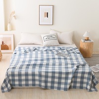 Plaid en gaze de coton 100% à carreaux de style japonais, couverture pour canapé et cadeau. Ultra-doux et respectueux de la peau, idéal pour les utilisateurs ayant une peau sensible.