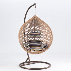 Silla Colgante con Marco Redondo de Ratán, Silla Columpio de Ratán para Jardín - Product Image 3