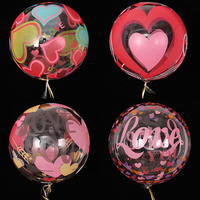 Ballon transparent en TPU de 20 pouces imprimé cœur, ballon à bulles Bobo, décoration pour proposition de mariage, fête, Saint-Valentin, vente en gros
