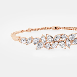 Fine <b>Anklet</b> 2 CTW Multi Shape Lab Grown Diamond Abstract Floral Bolo Bracelet 9 Inch Adjustable Dainty Jewelry for Women - Product Image 1