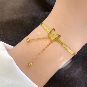 New 3pcs/<b>Set</b> Stainless Steel Fashionable Design 18k Gold Plated Butterfly Necklace Earring <b>Bracelet</b> Butterfly Jewelry <b>Set</b> - Product Image 4