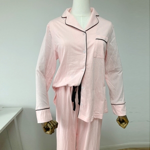 Di alta qualità per la <span class=keywords><strong>donna</strong></span> 100% cotone <span class=keywords><strong>Jersey</strong></span> <span class=keywords><strong>pigiama</strong></span> maniche lunghe con pantaloni due pezzi Set pigiami da <span class=keywords><strong>donna</strong></span> - Product Image 2