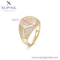 X001211801 Xuping Schmuck Großhandel 14K Vergoldeter Kupfer Ovaler Breiter Ring Besetzt mit Zirkonia, Damen-Abendparty-Accessoire