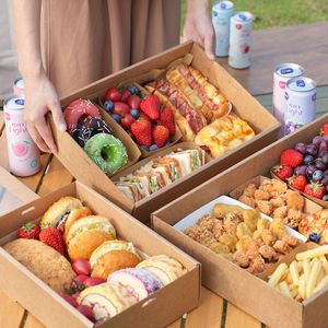 Takeaway Bakery Box Cookie Sandwich Cake Pastry Dessert Box Camping Picnic Kraft Paper <b>Window</b> Pastry Boxes for Charcuterie - Product Image 4