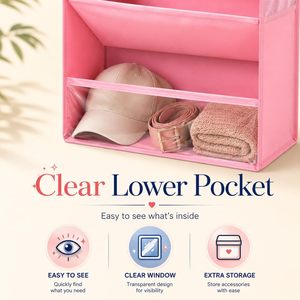 Hanging Shoe Organizer 6 Tier Pink Deep <b>Pockets</b> Multifunctional Closet Entryway Storage Rack Behind Door Wall Mount Hook Type - Product Image 2