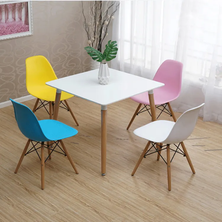 wholesale cheap dining room furniture square MDF dining table with wood legs