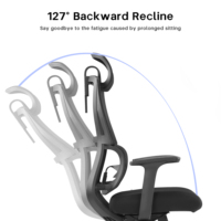 Chaise de bureau ergonomique robuste avec siège coulissant, accoudoirs 4D, dossier haut élégant en maille, pivotante, pour personnes de grande taille