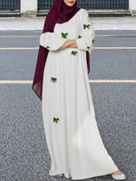 Robe longue modeste pour les femmes arabes du Moyen-Orient Polyester Automne Luxe Papillon Abaya Robe Dubaï