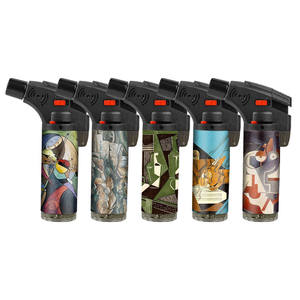 Nouveau design à la mode de haute qualité logo personnalisé rechargeable au gaz coupe-vent allume-cigare torche oblique avec boîte d'affichage - Product Image 1