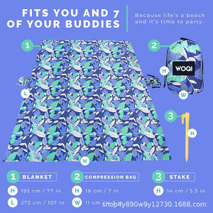 Manta de playa WOQI para exteriores, 107x77, impermeable, a prueba de arena, ligera, con bolsillo oculto para objetos de valor - Product Image 5