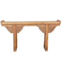 Rustique Vintage Chinois Antique Récupéré En Bois Massif Belle Sculpture Table De Console Courte Table D'autel