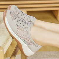 Chaussures décontractées d'été pour personnes âgées, confortables, en cuir souple, à lacets, avec semelle orthopédique, pour la marche et les voyages
