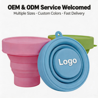 Gobelet pliable en silicone personnalisé OEM, tasse de voyage pliable avec couvercle, gobelet réutilisable en gros pour le camping sans BPA