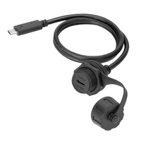 Adaptador Redondo de Nylon Tipo-C Impermeable IP67 Lshitech, Conector de Cable Macho/Hembra de 3A, 0.3-1m, Montaje en Panel USB-C