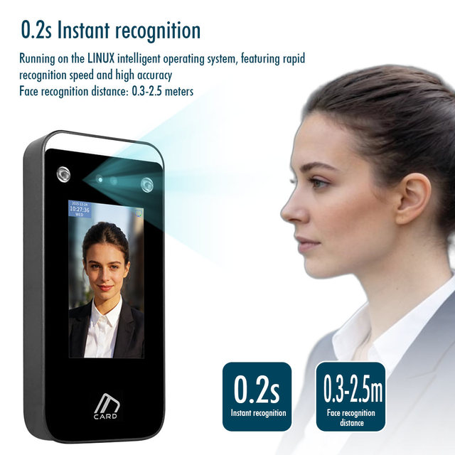 4.3 Inch AI Face Recognition Access Control Terminal with RFID Card Recognition USB Import and Download Data