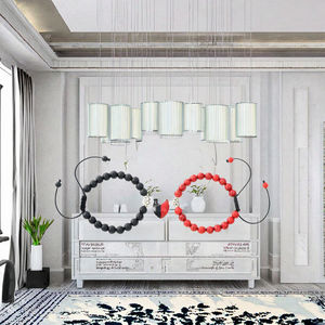 Pulsera de Piedras Naturales Negras Mate y Turquesa Blanca, Trenzada con Cuentas, para Parejas, Regalo de Moda, ST518 - Product Image 3