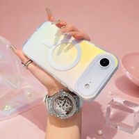 Coque de téléphone magnétique à chargement sans fil pour iPhone en PC irisé