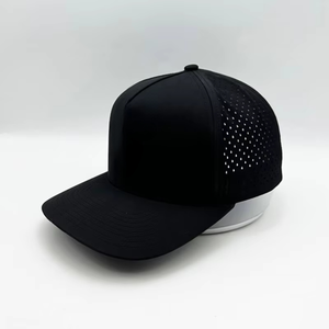 Casquettes de golf noires à 5 panneaux, motif léopard découpé au laser, tissu Oxford imperméable, logo personnalisé, broderie 3D, casquettes de baseball sportives - Product Image 3