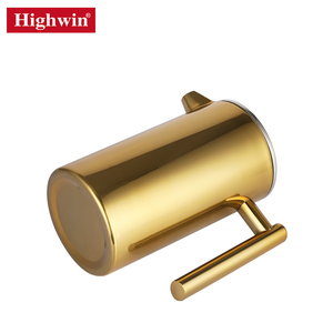 Cafetière à piston double paroi de qualité alimentaire HIGHWIN en acier inoxydable doré avec poignée ergonomique - Product Image 5