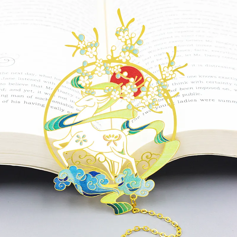 Quà Tặng Sáng Tạo Phong Cách Retro Tùy Chỉnh Từ Tùy Chỉnh Lá Vàng Ép Vàng Kim Loại Đầy Màu Sắc Bookmark Quà Tặng Lông Brass Bookmark