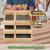 Vente en gros Nouveau lot de 6 paniers de bureau à 3 niveaux Boîte en bois empilable Ensemble de plateau Rangement cosmétique en bambou Palette de maquillage Tiroirs d'organisation