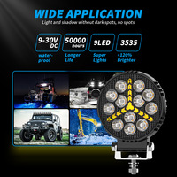 Phare de travail LED rond de 4 pouces, 12 LED, éclairage d'appoint tout-terrain, lampe étanche avec support pour camion, SUV, VTT, Jeep