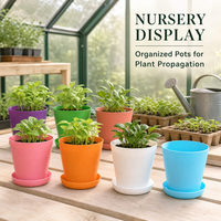Pots de plantes décoratifs colorés avec soucoupes, jardinières en résine PP lisse pour plantes succulentes, décoration intérieure et vente de plantes