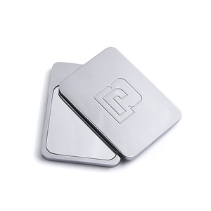 Hot Selling Rectangle Silver Embossed Metal Rotatable Mini Vanity Makeup Mirror - Product Image 1