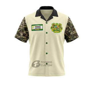 2026 Factory Custom Cuba Collar Button up Designer Bowling Shirts for <b>Men</b> Daily Hiking Fishing Bowling Short Sleeve Polo Shirts - Product Image 3