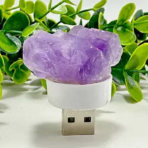 Wholesale Healing Stone Gemstone Night Light Crystals Tumbled stone Lamp USB Port Mini Crystal Light