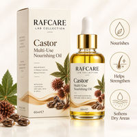 Huile nourrissante multi-usage RAFCARE Castor 60ml, pressée à froid, 100% pure, contrôle du sébum, réparation des cheveux, soin du corps, des cheveux et de la peau