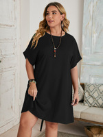 Vêtements décontractés Robe t-shirt d'été simple de couleur unie Robe t-shirt vierge de grande taille pour les femmes
