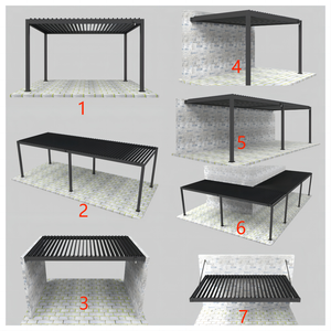 Pergola à lames orientables - Lames réglables et gouttière dissimulée - <span class=keywords><strong>Abri</strong></span> solaire durable <span class=keywords><strong>pour</strong></span> <span class=keywords><strong>jardin</strong></span> <span class=keywords><strong>de</strong></span> villa - Product Image 5