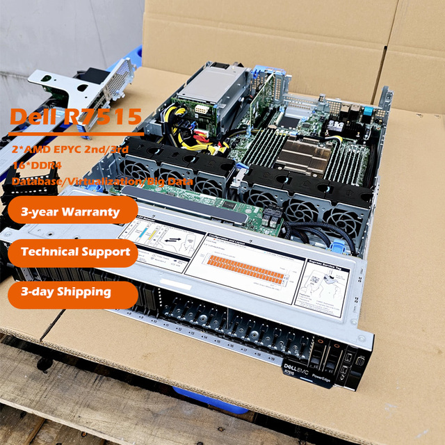 High Performance AMD EPYC Dells EMC PowerEdge R7515 2U Rack Mount Server 3-Years Warranty