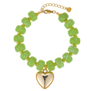 Pulsera Vibrante de Verano <span class=keywords><strong>para</strong></span> la Playa con Colgante de Corazón Grande, Pulsera de Cuentas de Resina Acrílica, Joyería de Mano Individualista y Colorida, Regalo <span class=keywords><strong>para</strong></span> <span class=keywords><strong>Mujer</strong></span> - Product Image 4