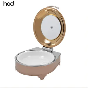 Khác Khách Sạn & Nhà Hàng Cung Cấp Deluxe Glass Top Brass Và Đồng Chafing Món Ăn Điện Sưởi Ấm Vòng Gốm Thực Phẩm Ấm Hơn Món Ăn