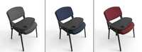 Chaise de formation moderne et durable, revêtement en tissu, structure métallique, tablette d'écriture, empilable, ergonomique, bureau, hôpital, domicile