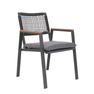 Bộ bàn ghế ngoài trời bằng sắt đan mây hiện đại Dwoo, đa năng, bền, bộ bàn ăn sân vườn 7 món - Product Image 5