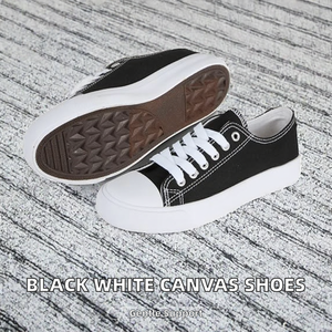 Zapatillas de Lona con Cordones Hello Basics para Mujer, Zapatillas Bajas Informales en Blanco y Negro, Zapatillas de Tenis de Moda, Talla 9 - Product Image 4