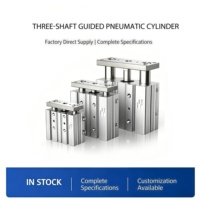 Cylindre pneumatique compact à double effet à trois tiges et trois axes en alliage d'aluminium MGPM pour ligne d'assemblage automatisée