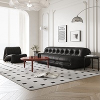2026YOUTAI moderne loisirs en cuir noir coin canapé sectionnel Style ferme trois places pour salon deux places pour appartement