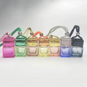 3ml 5ml 8ml 10ml Cube Bottle For Hanging Car Air Freshener Perfume Pendant Empty Glass Car Diffuser Bottle