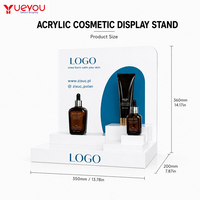 Stands display makeup ramah lingkungan modern yang dapat disesuaikan, terbuat dari akrilik, dengan 5 rak untuk penggunaan di meja rias atau countertop.