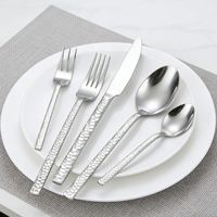 Couverts en acier inoxydable 410 martelé épaissi, couteau à steak occidental, cuillère et fourchette à dîner, cuillère à café pour hôtels et restaurants