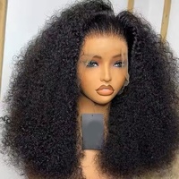 Perruques Courtes Bouclées Afro Crépues en Cheveux Humains Naturels, Perruque Lace Frontale HD Brésilienne Bob Courte pour Femmes