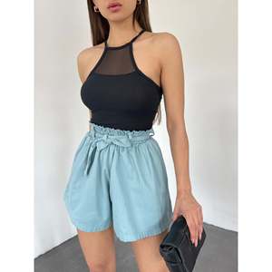 DEFILE Women's Relaxed Fit Drawstring Waist Pocketed Cotton Shorts-Breathable Eco-Friendly Stylish Black Fuchsia Casual Summer - Product Image 2