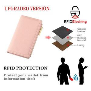 AndoBag Cartera Larga Delgada de Cuero Genuino, Bloqueo RFID, Ranuras para Múltiples Tarjetas, Monedero con Cremallera para Uso Diario 1909 - Product Image 2