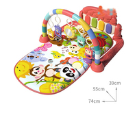Tapis d'éveil arc-en-ciel pour bébé avec piano, motif animaux de dessin animé, miroir suspendu, hochets et jouets de dentition